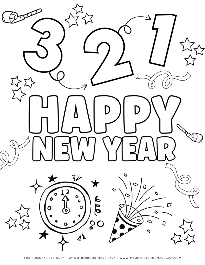 New year coloring pages pdf